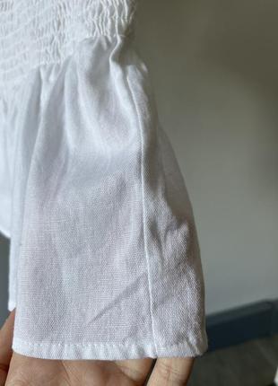 Белая блуза хлопковая с объемными рукавами3 фото