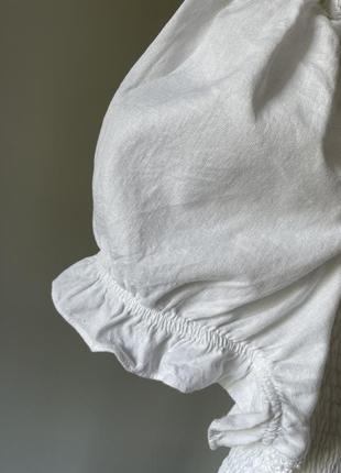 Белая блуза хлопковая с объемными рукавами5 фото