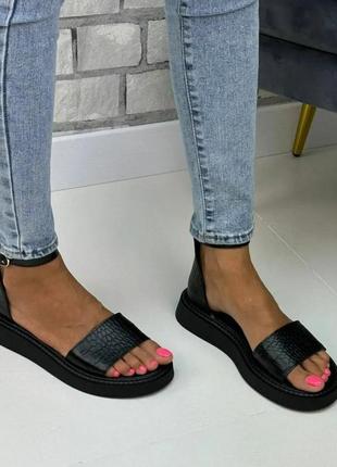 Босоножки женские черный питон сандалии натуральная кожа много цветов, размер 36-415 фото