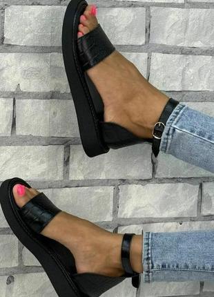 Босоножки женские черный питон сандалии натуральная кожа много цветов, размер 36-417 фото