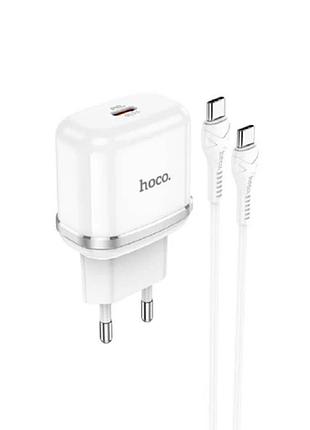 Адаптер hoco сетевой type-c to type-c n24 20w/3a pd/qc white