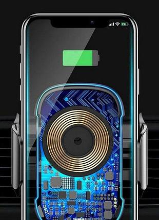 Универсальный автодержатель baseus auto lock light electric holder with wireless charger |15w (wxhw03-01) 4