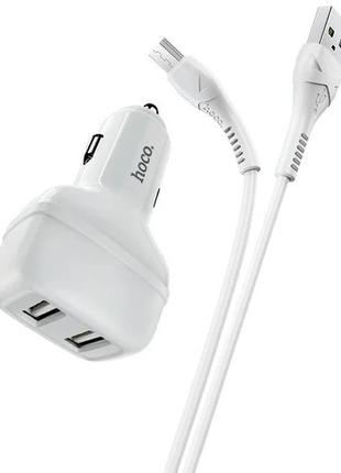 Адаптер автомобильный hoco micro usb cable leader z36 2usb 2.4a white