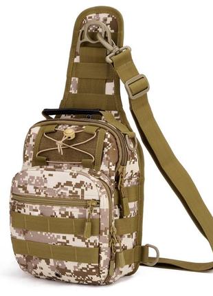 Сумка рюкзак тактическая военная через плечо protector plus x202 система molle 5л desert digital камуфляж