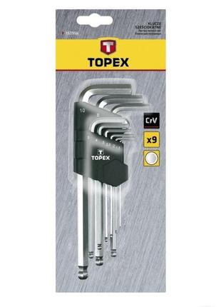 Набір шестигранних ключів topex 35d957 hex 2-10мм 9 шт