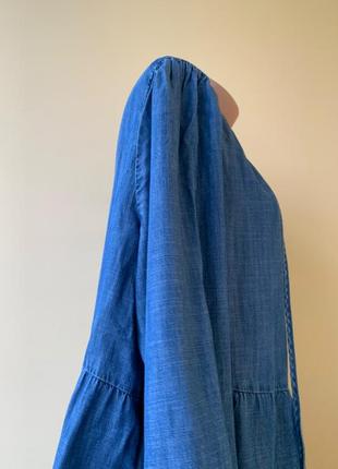 Многоярусное платье m&amp;s collection размер 16 100% tercel/lyocel (джинс)6 фото