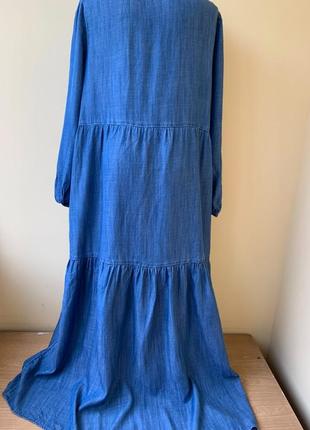 Многоярусное платье m&amp;s collection размер 16 100% tercel/lyocel (джинс)7 фото