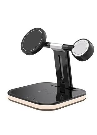 Зарядка qi 3in1 led magnetic wireless charger jyd-wc101 |15w max| black