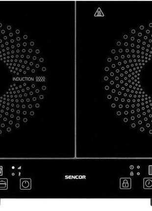 Индукционная двухконфорочная плита sencor 1600вт/1800вт 10 уровней мощности черный (scp4001bk)