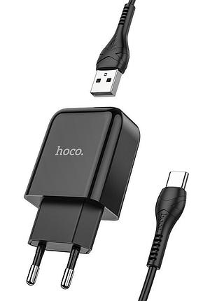 Адаптер сетевой зарядное устройство hoco type-c cable vigour n2 1usb 2.1a черный