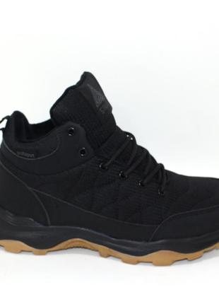 Мужские термостойкие зимние черные ботинки с мехом, полуботинки, кроссовки утепленные на зиму