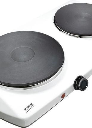 Плита электрическая двухконфорочная sencor 2250вт белый (scp2253wh-eue4)