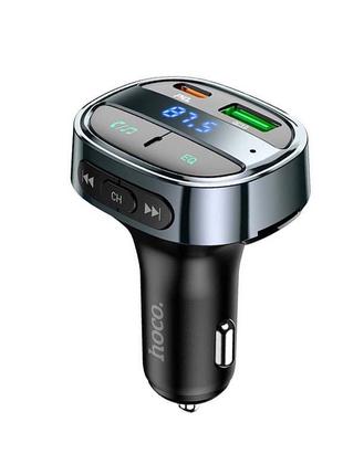 Адаптер автомобільний hoco car bt fm transmitter e70 2usb/type-c pd/qc 30w/3a black