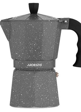 Гейзерна кавоварка ardesto gemini molise 150мл на 3 чашки сірий алюміній (ar0803ags)