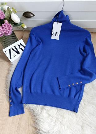 Базовый трикотажный свитер с приподнятым воротником от zara, размер м-s