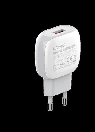 Сетевое зарядное устройство ldnio type-c cable a1306q |1usb, 3a, qc|