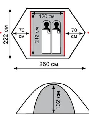 Намет двомісний експедиційний клас tramp sarma 2 trt-030 сірий з червоним3 фото