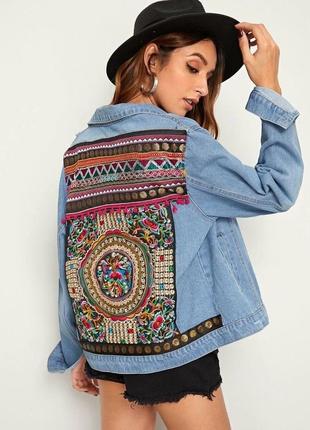 Джинсовая куртка с этнической вышивкой от denim co 💙💙