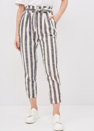 Льняные брюки в полоску bershka