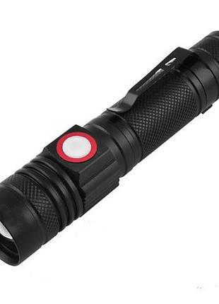 Ліхтар ручний акумуляторний bl-502-t6-cob 18650 затиск / zoom