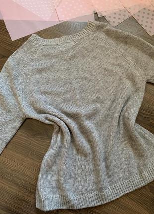 Сірий в'язаний светр із написом розмір xs s m new look5 фото
