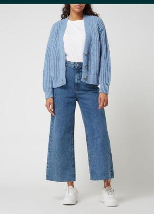 Кардинан в крупную вязку pieces, голубо-серого цвета