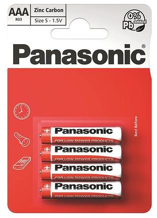 Угольно-цинковая батарейка panasonic red zink ааа(r3) carbon-zinc r03rel/4bp 1,5в 4шт