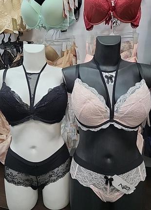 Комплект белья бюстгальтер+трусики черный розовый бренд зеbra зебра