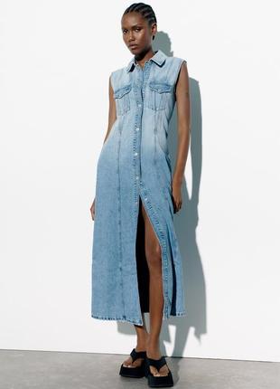 Джинсова сукня trf міді від zara, розмір xs3 фото