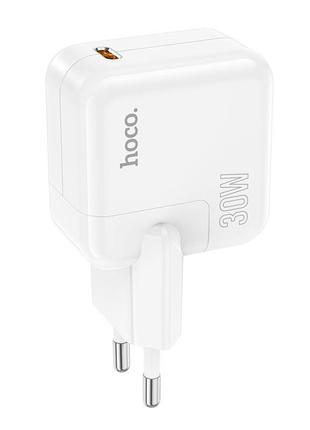 Зарядное устройство hoco advantage 1-й порт 102а |type-c, 30w/3a, pd/qc| white