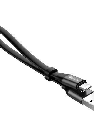 Кабель зарядки, синхронізації usb / lightning + microusb baseus calmbj-01 two-in-one portable cable 2a android/ios black