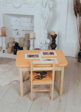 Столик із шухлядою та стілець дитячий жовтий зайчик. для гри, навчання, малювання. код/артикул 115 5441-40416 фото