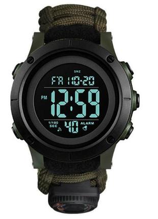 Годинник наручний skmei 1426agbk compass з термометром і свистком black/green