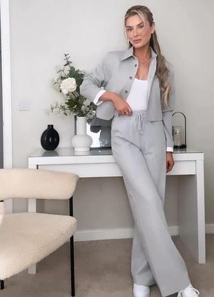 Широкие брюки серые с поясом со сборкой на талии s m zara 1971/0254 фото