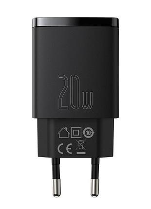 Адаптер baseus сетевой 1usb/1type-c qc/pd 20w 3a ccxj-b02 black 2