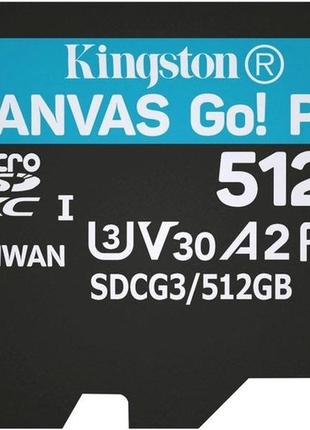 Карта памяти microsdxc kingston canvas go! plus 512гб class 10 uhs-i u3 a2 (sdcg3/512gbsp)