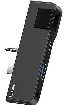 Док-станція baseus cahub-ft01 usb3.1 type-c/3.5mm - hdmi/usb 3.0/type-c/3.5mm for surface go чорна