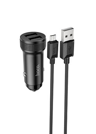 Адаптер автомобільний hoco micro usb cable level dual port car charger z49 | 2usb, 12w, 2.4a black