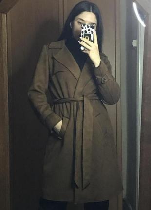 Тренч, пальто, замшевое пальто, плащ, накидка, коричневое пальто