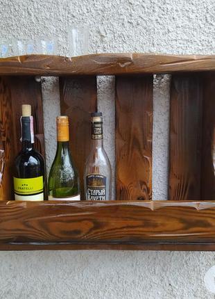 Винная полка "под старину" №4 мини бар, полка для вина