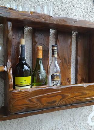 Винная полка "под старину" №4 мини бар, полка для вина