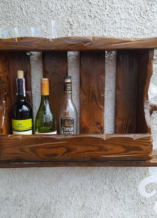 Винная полка "под старину" №4 мини бар, полка для вина