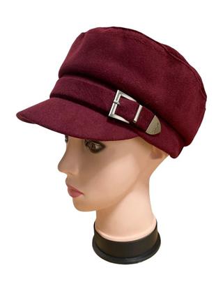 Картуз жіночий,бардо,аніта,кашемір,на флісі,позаду резиночка,арт14.