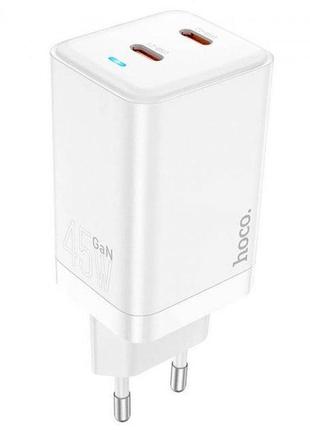 Адаптер сетевой hoco starlight n23 2type-c, 45w/3a, pd/qc|