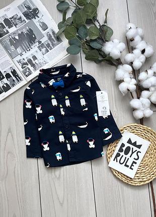 Рубашка с бабочкой 6-9ссисяцев новогодняя