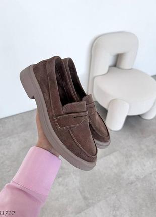 Натуральні лофери туфлі коричневі класичні жіночі3 фото