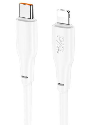 Кабель hoco type-c to lightning force fast charging data cable x93 |2m, 20w| white