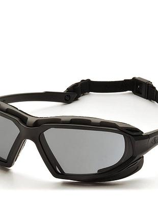 Очки тактические стрелковые с уплотнителем pyramex highlander plus safety goggles gray