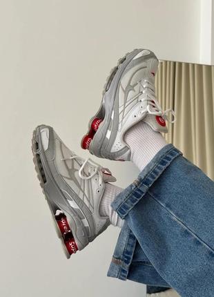 Кроссовки найк nike fusion суприм supreme shox ride 2 grey/ white