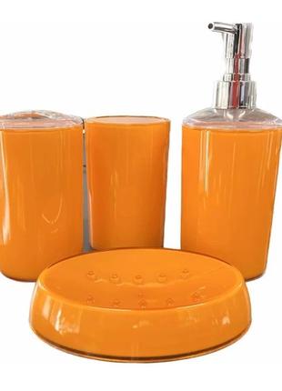Набір аксесуарів для ванної кімнати глянець stenson h12210 4 предмети orange
